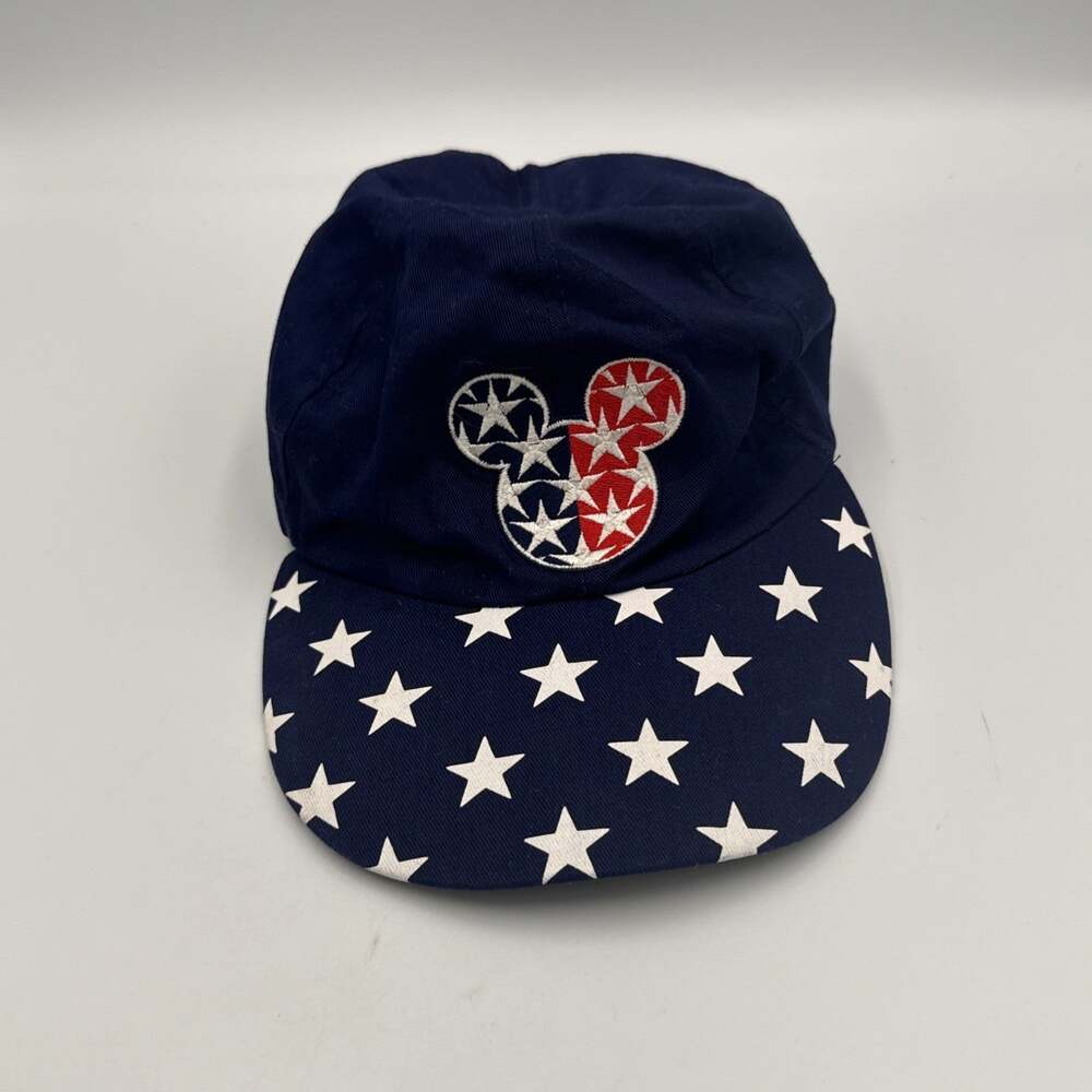 Vintage 90s Disney Mickey Unlimited Patriotic Stars Baseball Cap Hat USA